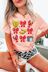 Pink Summer Food Bow Crawfish Printed T Shirt