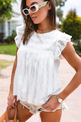 White Ruffled Lace Flowy Tank Top - Haven of Happiness