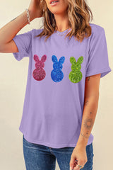 Wisteria Easter Shiny Bunny Graphic Crewneck T Shirt