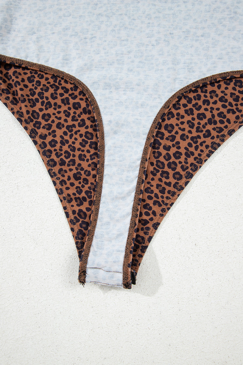 Brown Leopard Printed Sleeveless Scoop Neck Bodysuit