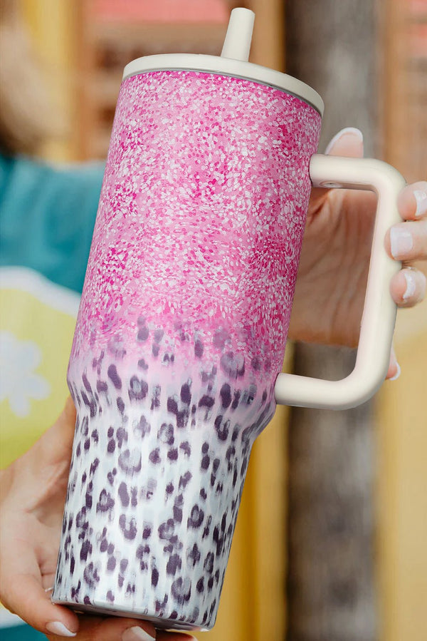 Pink Leopard Gradient 40oz Stainless Steel Thermos Travel Cup - Haven of Happiness