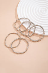 Silvery 5pcs/set Beaded Bracelet Set