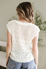 Beige Notched V Neck Short Sleeve Sweater