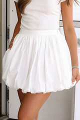 White Bubble Mini Skirt with Pockets