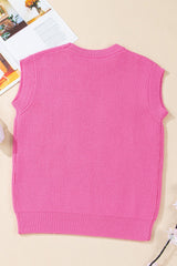 Bright Pink Western Horse Embroidered Round Neck Sweater Tee - Haven of Happiness