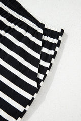 Black White Striped Short Sleeve Top and Shorts Set - Haven of Happiness