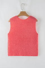 Tomato Red Lace-up Front V Neck Sweater Vest